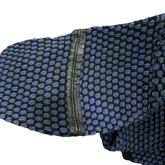 VTG 90s Street Scenes Licence to Drive Chunky Knit Leather Details Blue Purple - Picture 8 of 10